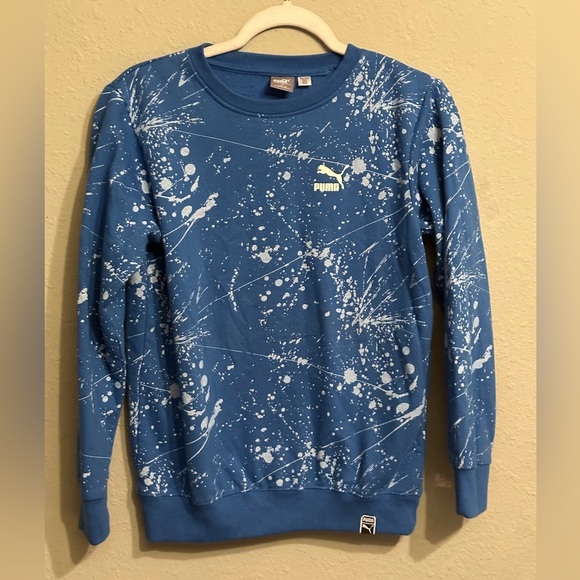 Puma Kids Blue and White Splatter Sweatshirt - Picture 1 of 8